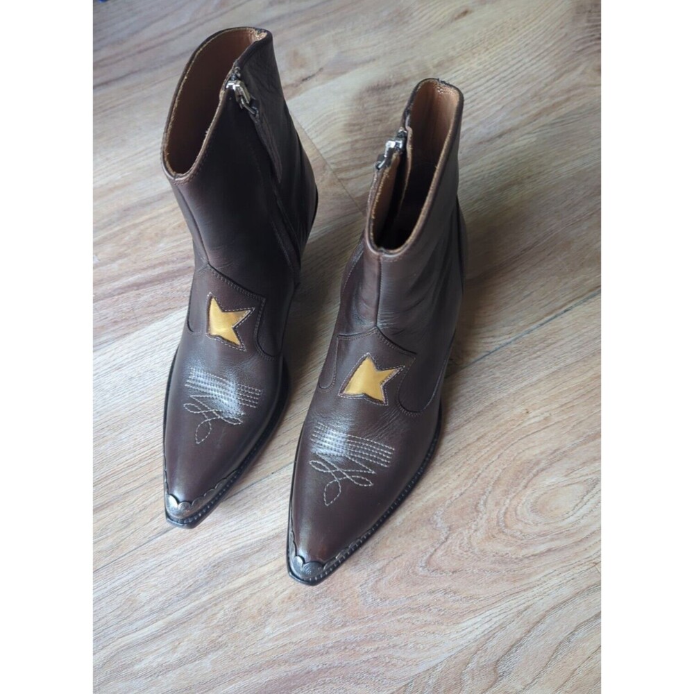 Golden Goose Western Golden Star Heeled Snip Toe Boots Womens 37 - Picture 2 of 13
